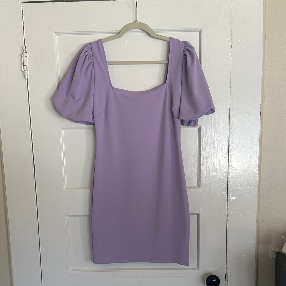 Lavender Puff Sleeve Bodycon Dress